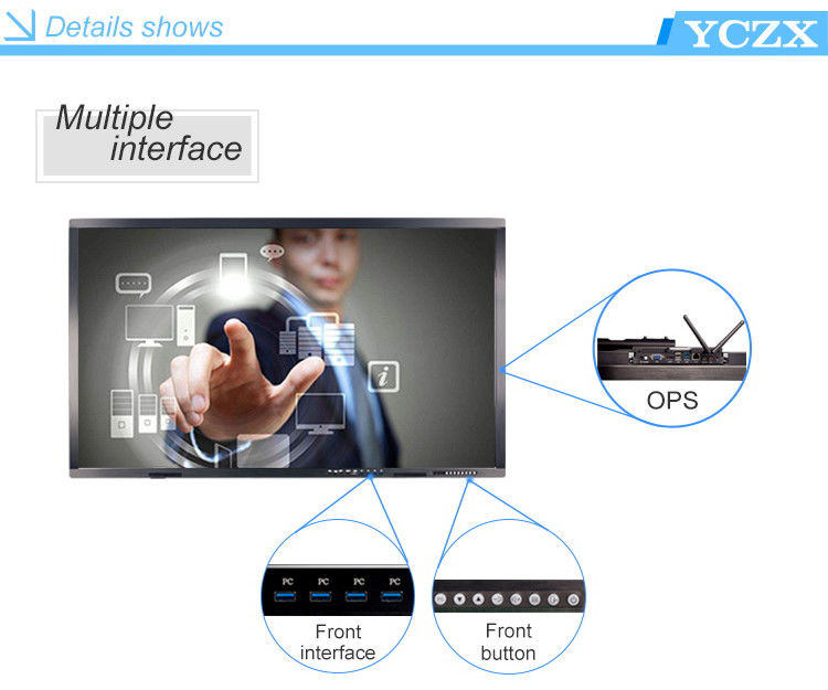 65 Inch Interactive Touch Screen With 178° Viewing Angle  350 Cd/m2